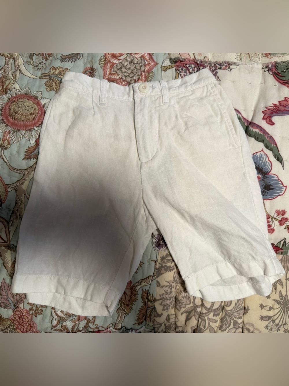 J Crew Crewcuts White Linen-Blend Boys' Shorts
